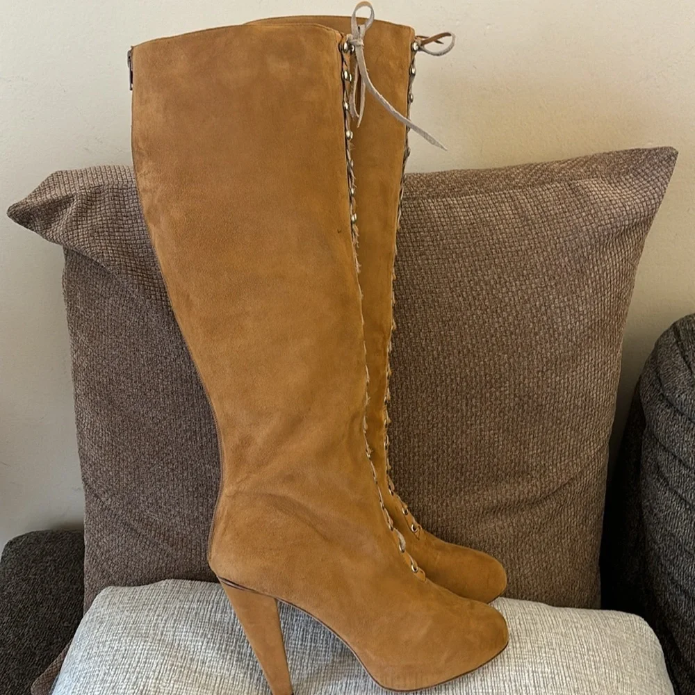 Madison Harding Suede Knee-high lace-up Leather laces Boots Size 9 - Picture 16 of 16